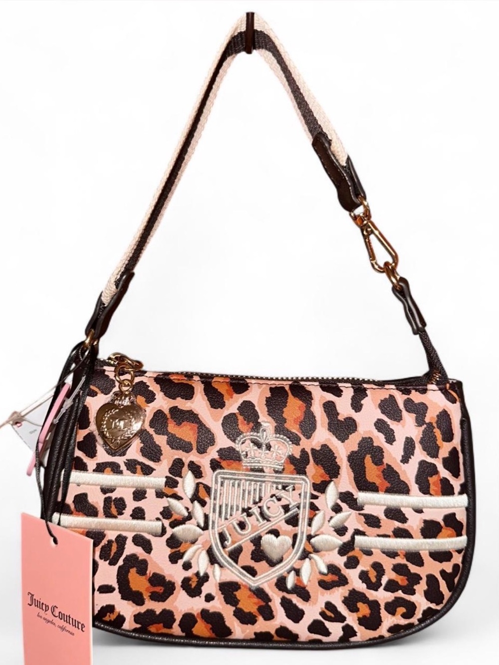 Juicy Couture Pink Leopard Mini Shoulder Bag with Crest